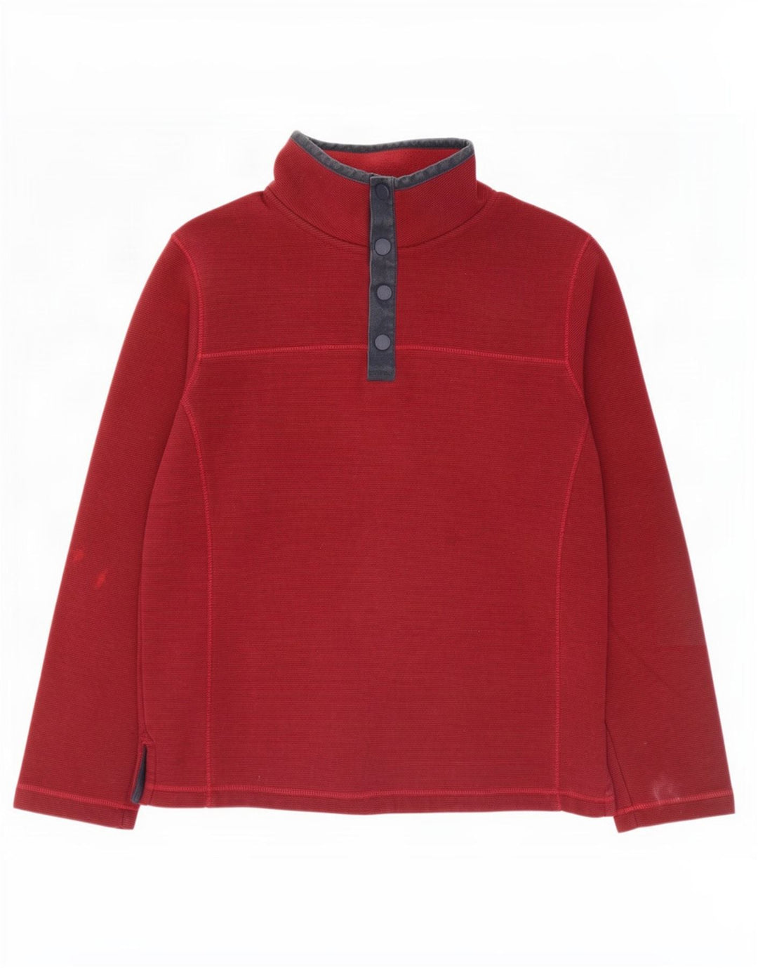 Fat Face Herre Button Neck Sweatshirt Jumper Medium Burgundy Nålestribe