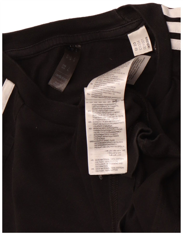 ADIDAS Herre T-Shirt Top Medium Sort Bomuld