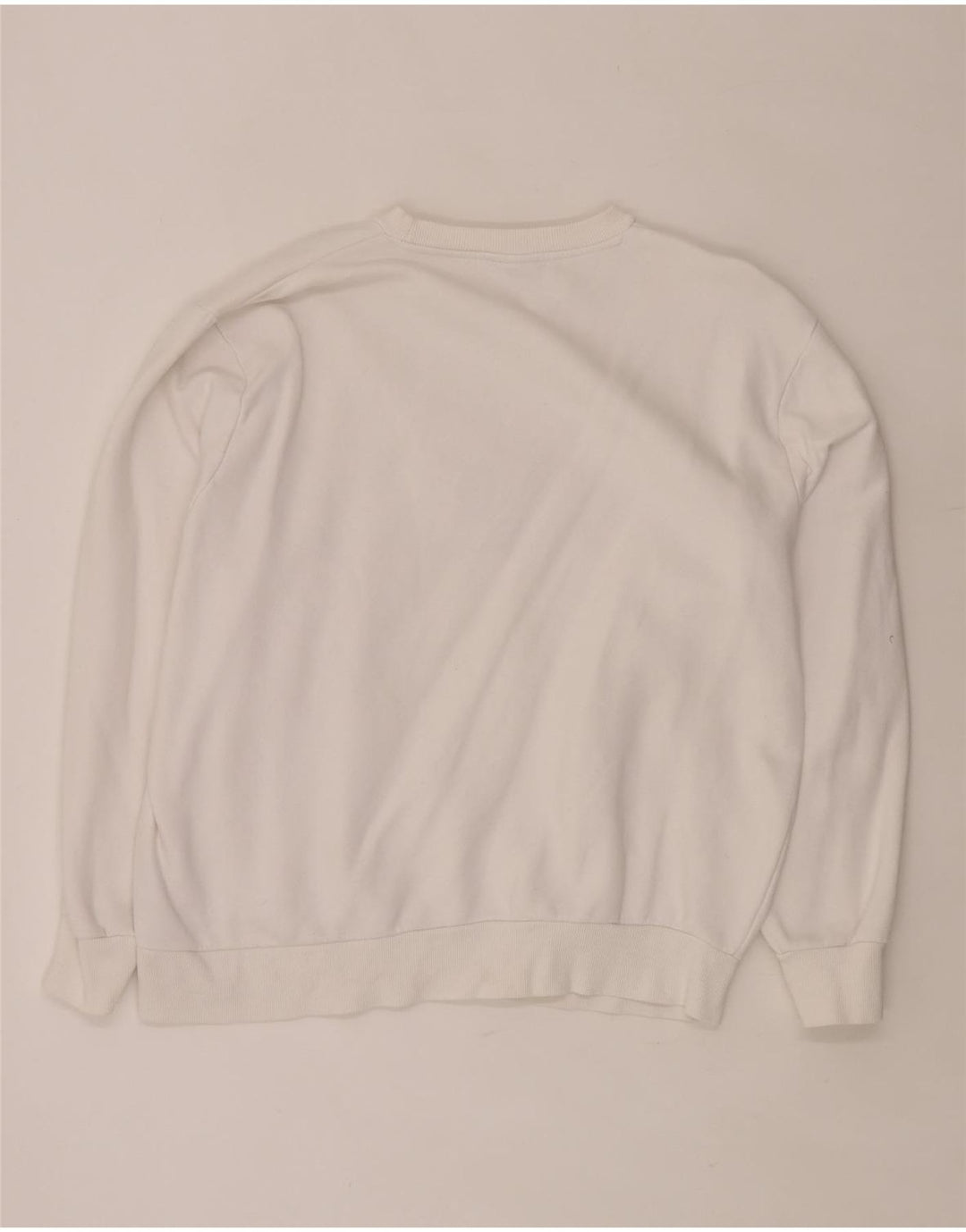 ELLESSE Dame Oversized Grafisk Sweatshirt Jumper UK 8 Lille hvid bomuld