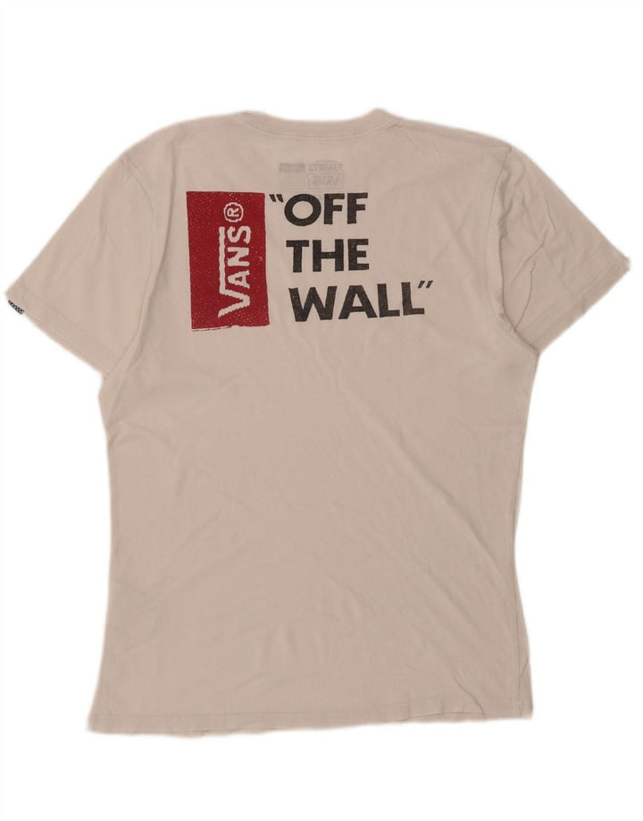 VANS Mens Custom Fit Graphic T-Shirt Top Medium White Cotton