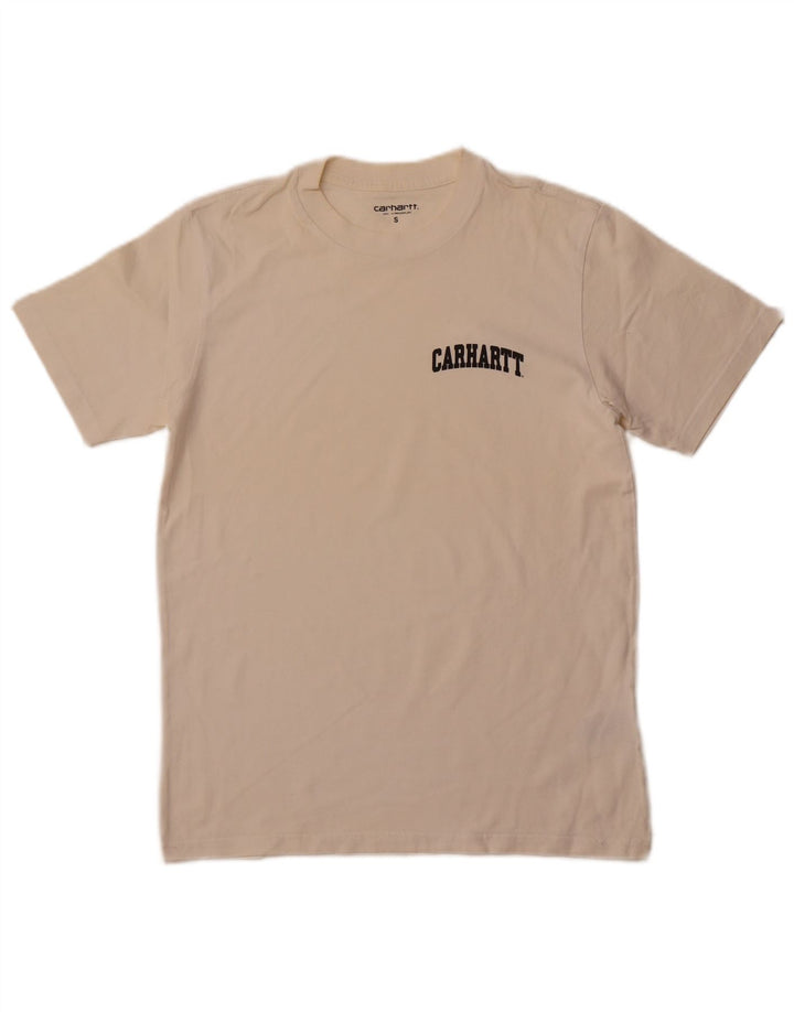 CARHARTT Herre grafisk T-shirt Top Small Off White Bomuld