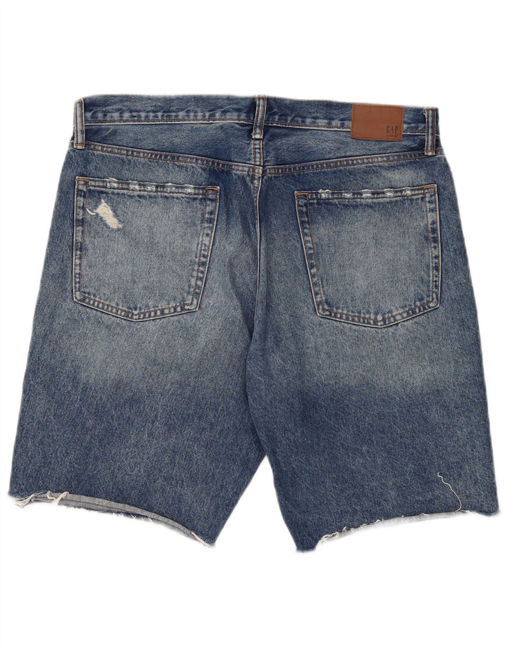 Gap Herre Distressed Denim Shorts W34 Large Blue Cotton