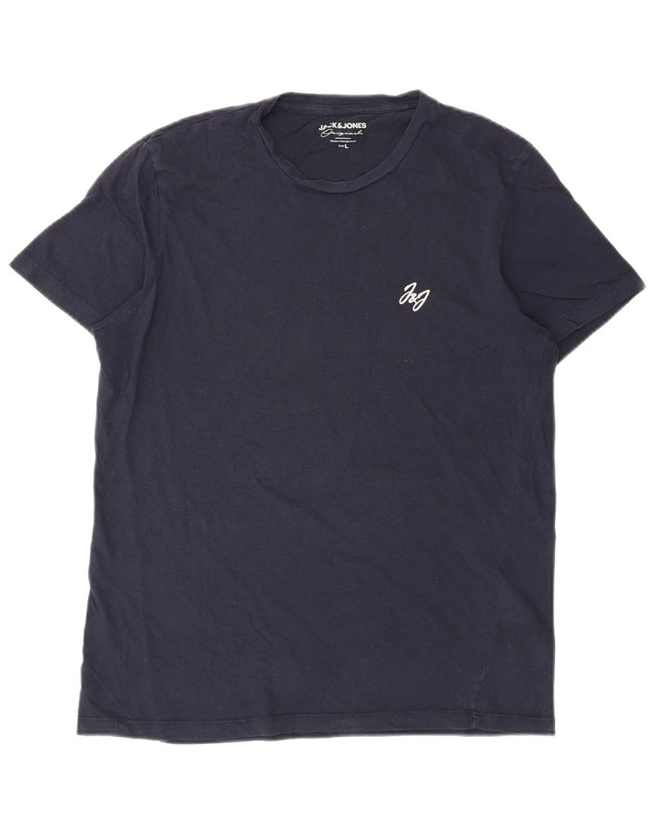 JACK & JONES Herre T-shirt Top Stor marineblå bomuld
