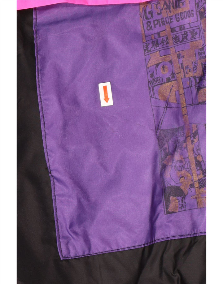 VINTAGE Herre Hættejakke Anorak UK 38 Medium Sort Colourblock Polyamid