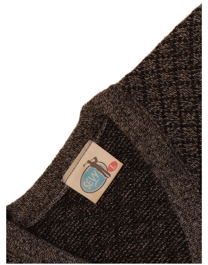 Vintage herre V-hals sweater stor grå geometrisk akryl