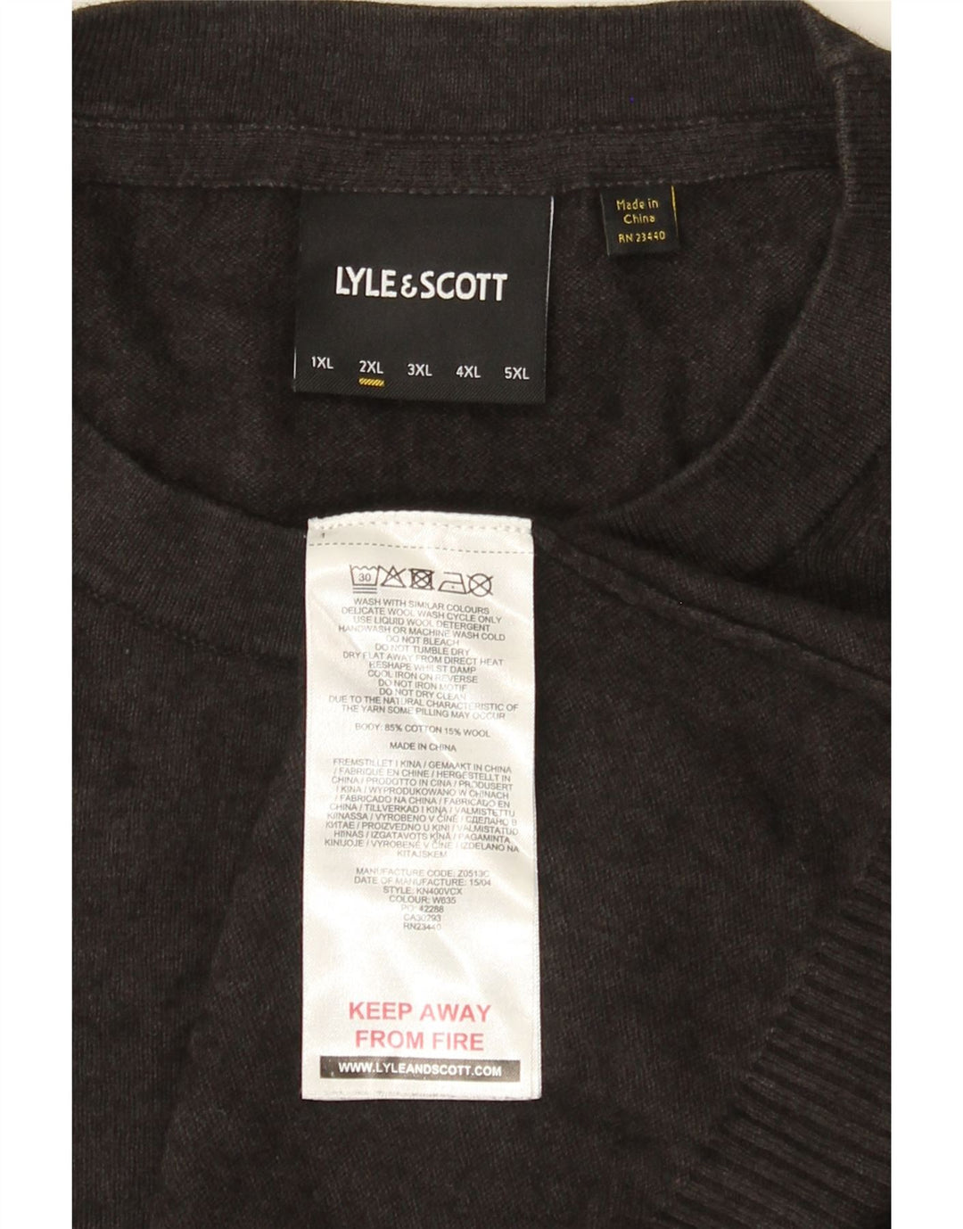 Lyle & Scott Herre sweater med rund hals 2XL grå bomuld