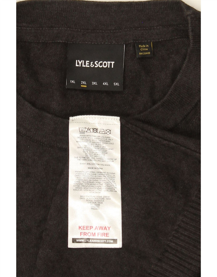 Lyle & Scott Herre sweater med rund hals 2XL grå bomuld