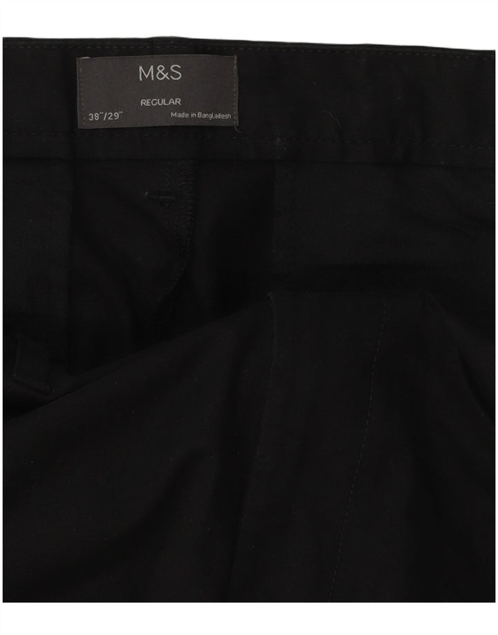 Marks & Spencer Herre Regular Fit Chinobukser W38 L29 Sort bomuld