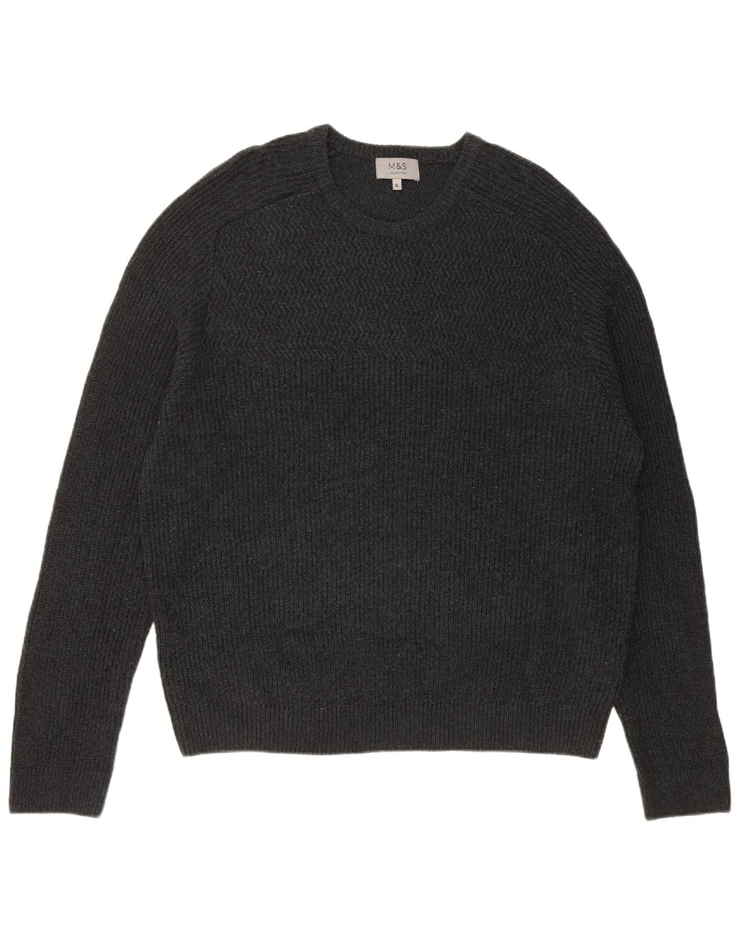 Marks & Spencer Herre sweater med rund hals XL Grå Flecked Acryl