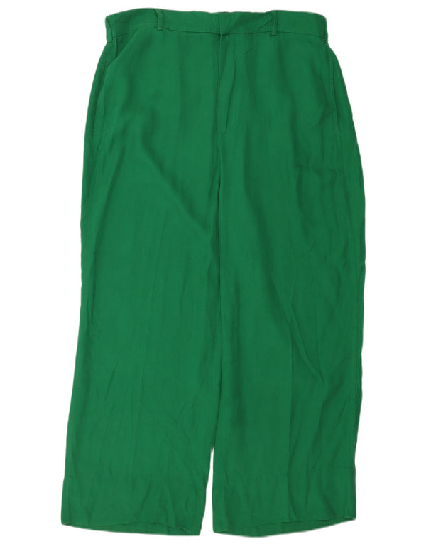 Zara Womens Wide Leg Chino Trousers 2XL W34 L28 Green