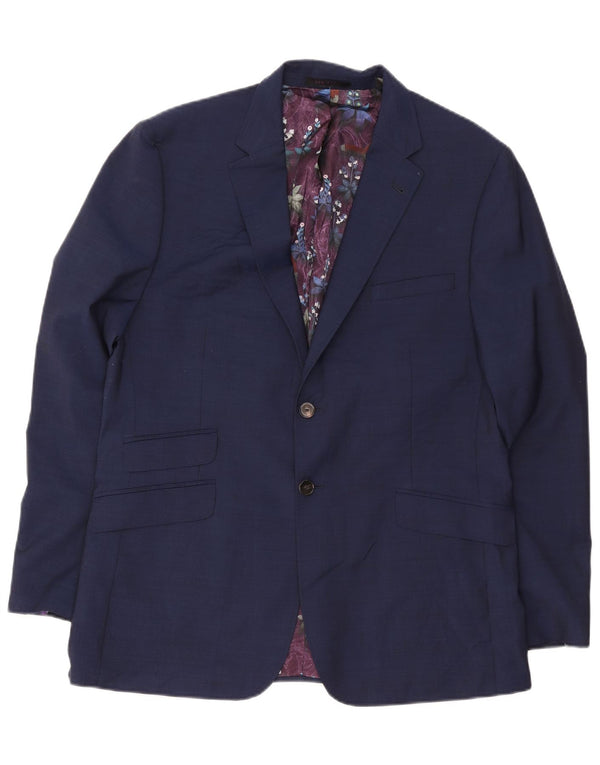 Ted Baker Herre 2 Button Blazer Jacket UK 44 2XL Navy Blue Wool