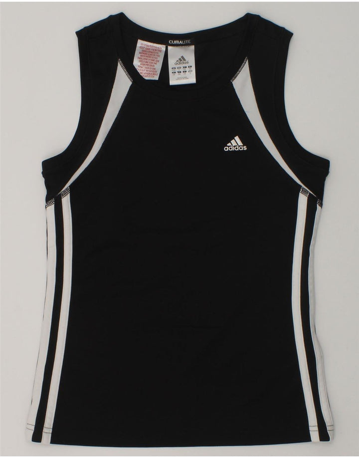ADIDAS Boys Climalite Graphic T-Shirt Top 9-10 Years Black Polyester Vintage Adidas and Second-Hand Adidas from Messina Hembry 