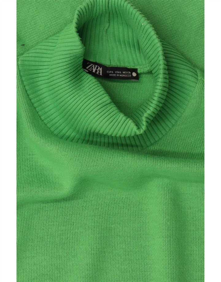 Zara Womens Crop Oversized Top Langærmet UK 16 Large Green