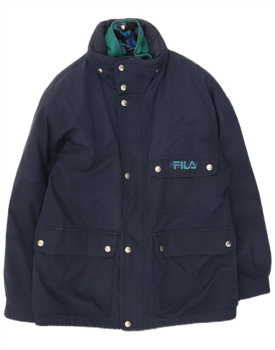 Fila Herre Hooded Utility Jacket UK 40 Large Navy Blue Polyester