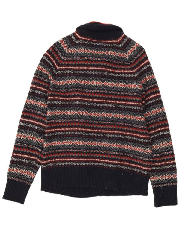 FAT FACE Dame sweater med lynlås-hals UK 14 Medium Navy Blue Fair Isle