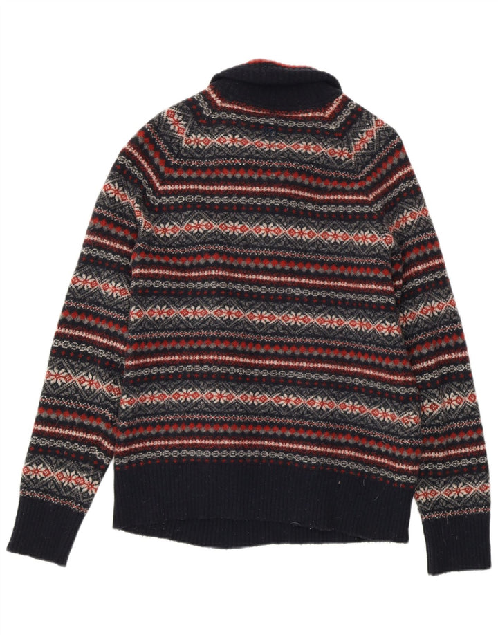 FAT FACE Dame sweater med lynlås-hals UK 14 Medium Navy Blue Fair Isle