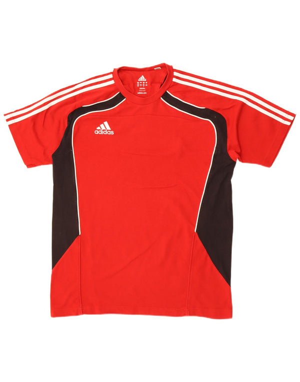 Adidas Herre grafisk T-shirt Top UK 42/44 Stor rød Colourblock Bomuld