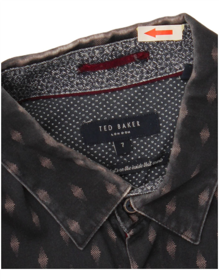 TED BAKER Herreskjorte str. 7 3XL Marineblå geometrisk bomuld