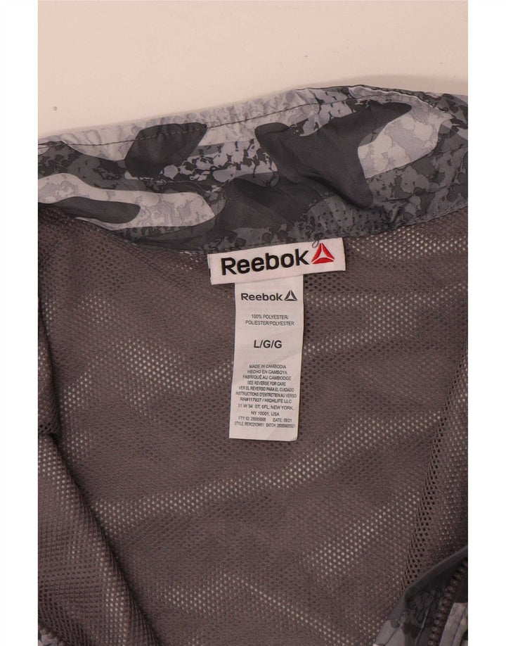 Reebok Womens Oversized Pullover Træningsdragt Top UK 16 Stor Grå Camouflage