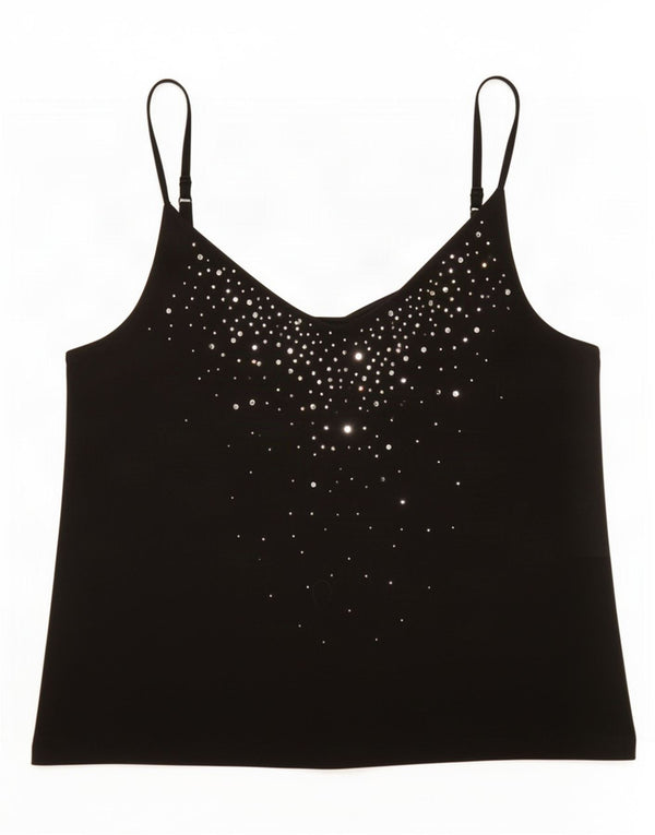 Marks & Spencer Dame Crop Cami Top UK 14 Medium Black Viscose