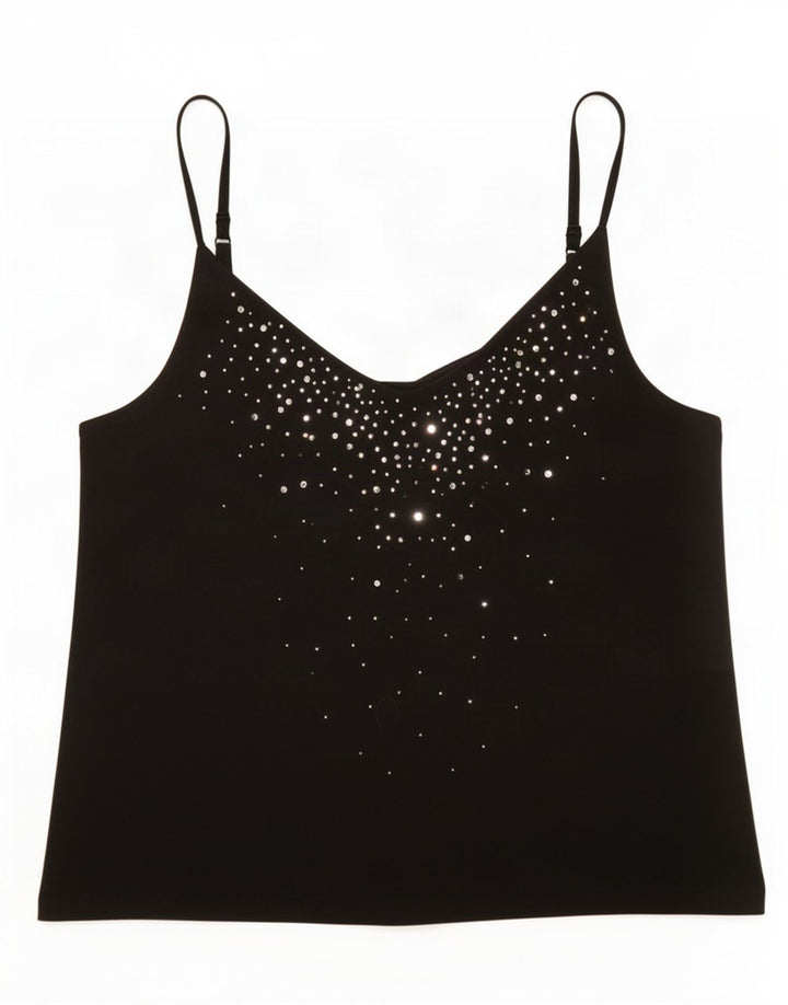Marks & Spencer Dame Crop Cami Top UK 14 Medium Black Viscose
