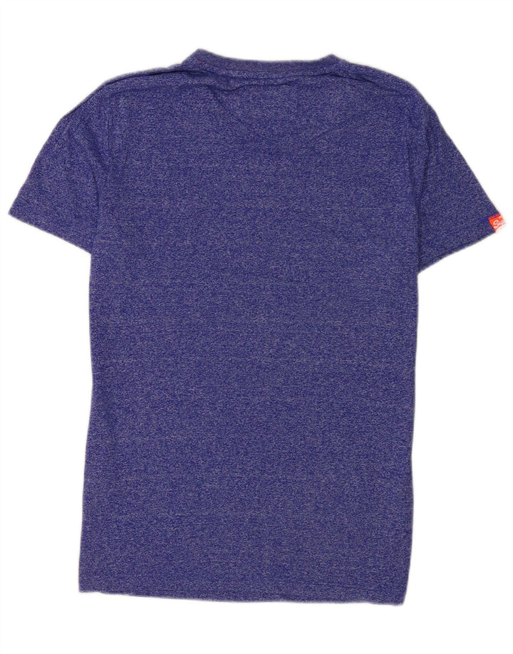 Superdry T-shirt top til mænd, lille blå flækket bomuld