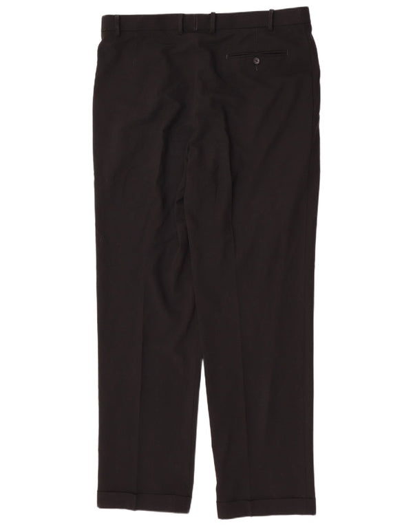 Marks & Spencer Herre Regular Suit Bukser W38 L33 Sort Polyester