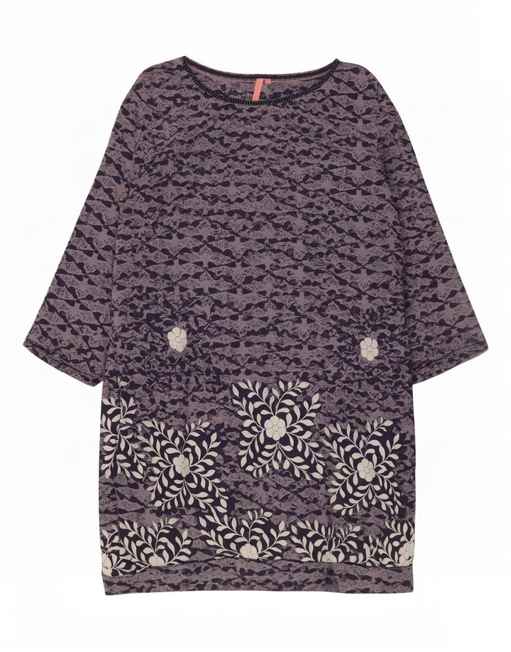 White Stuff Womens 3/4-ærmet Shift Dress UK 12 Medium Blue Floral Bomuld