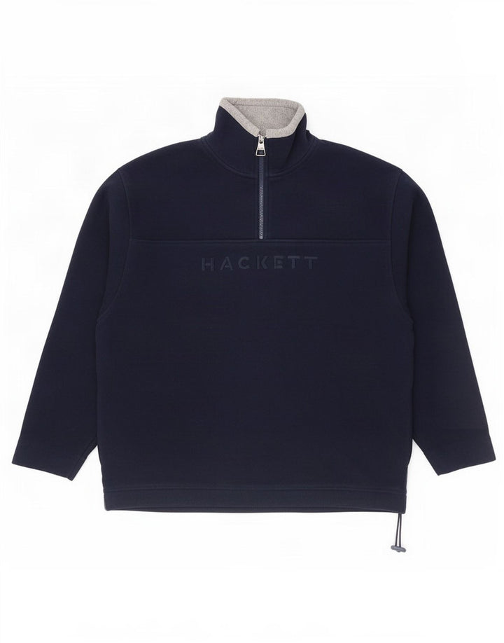 Hackett Herre grafisk lynlås hals Fleece Jumper 2XL marineblå polyester