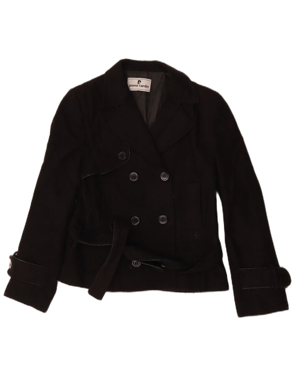Pierre Cardin Womens Pea Coat IT 46 Large Black Polyester