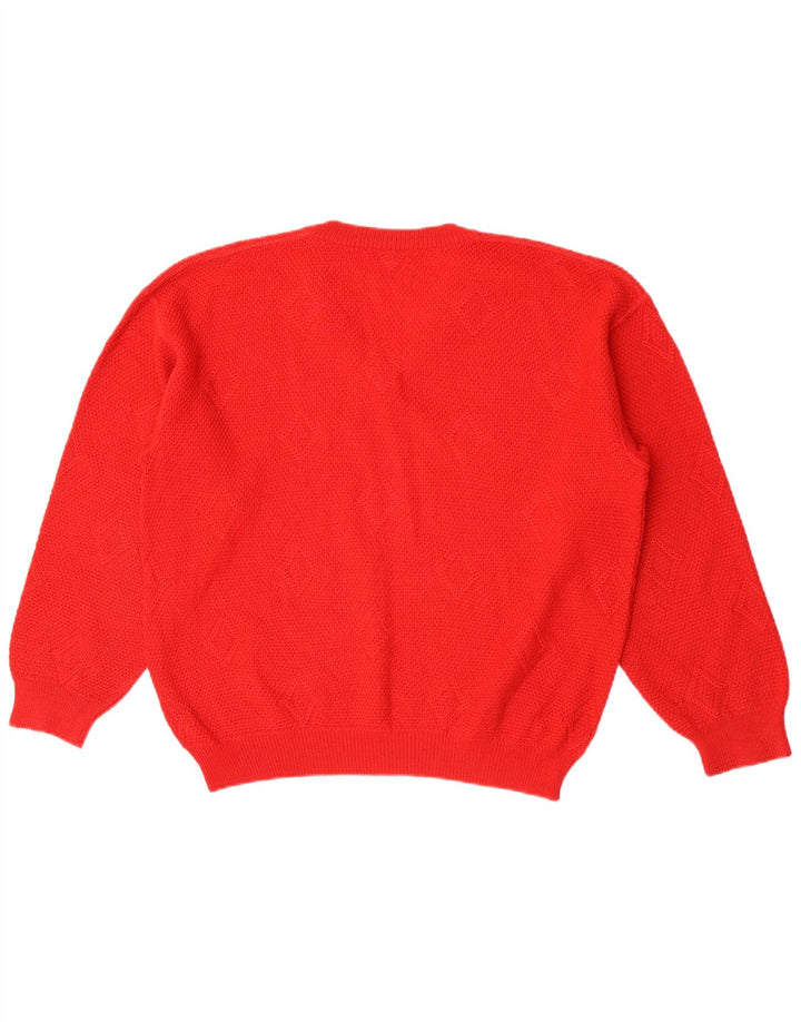 Mazzonetto Herre V-hals sweater Small Red Argyle/Diamond
