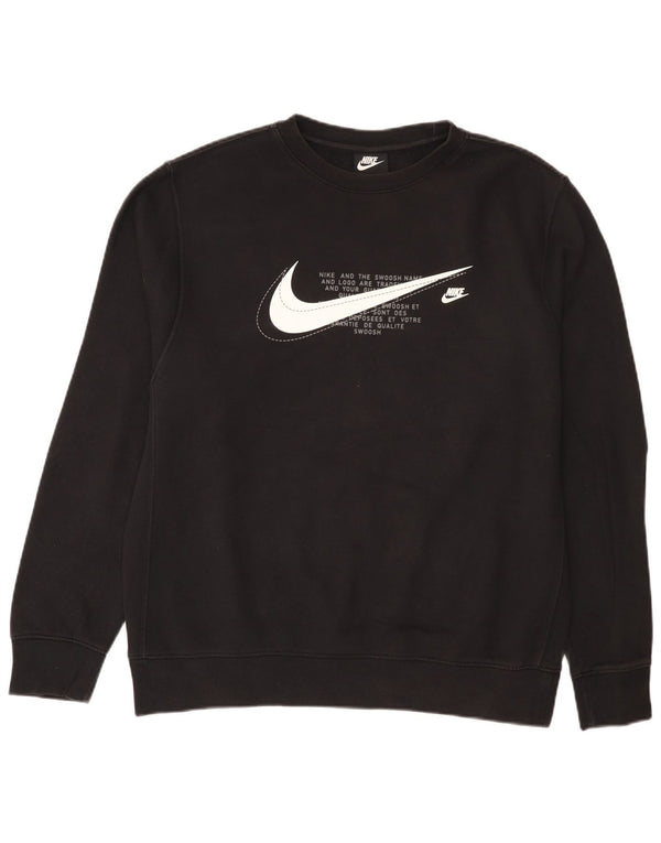 Nike Mens Graphic Regular Fit Sweatshirt Jumper Large Black Cotton