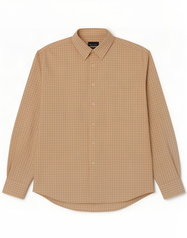 Massimo Dutti Herreskjorte Størrelse 42 Stor Gul Plaid Bomuld