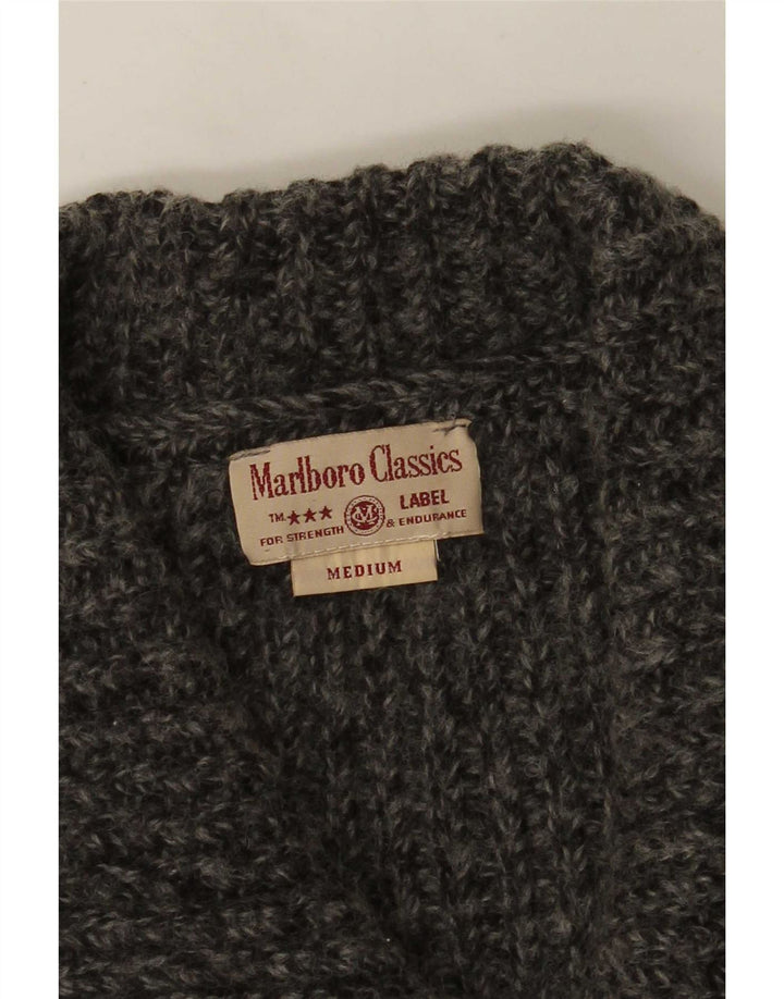 Marlboro Classics Dame Crop Cardigan Sweater UK 14 Medium Grey Flecked