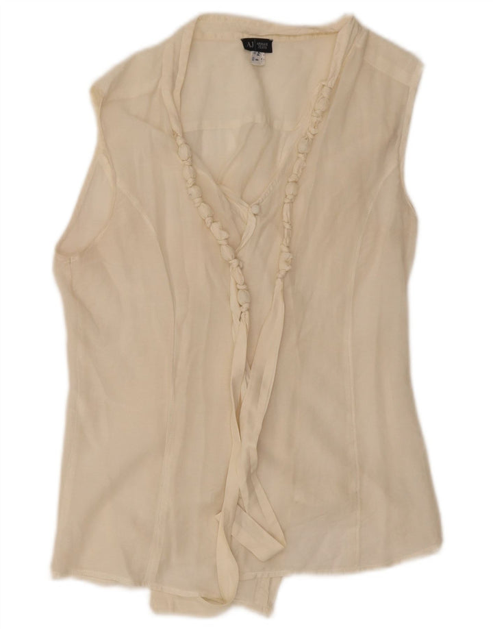 Armani Jeans Dame Ærmeløs Se Through Top US 8 Medium White