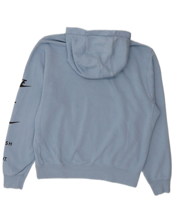 Nike Herre Swoosh Grafisk Loose Fit Hættetrøje Jumper Medium Blå Bomuld