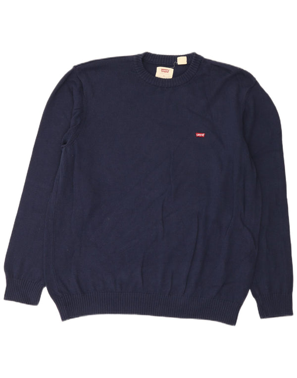Levi's Herre Standard Fit Jumper Sweater med rund hals XL marineblå bomuld