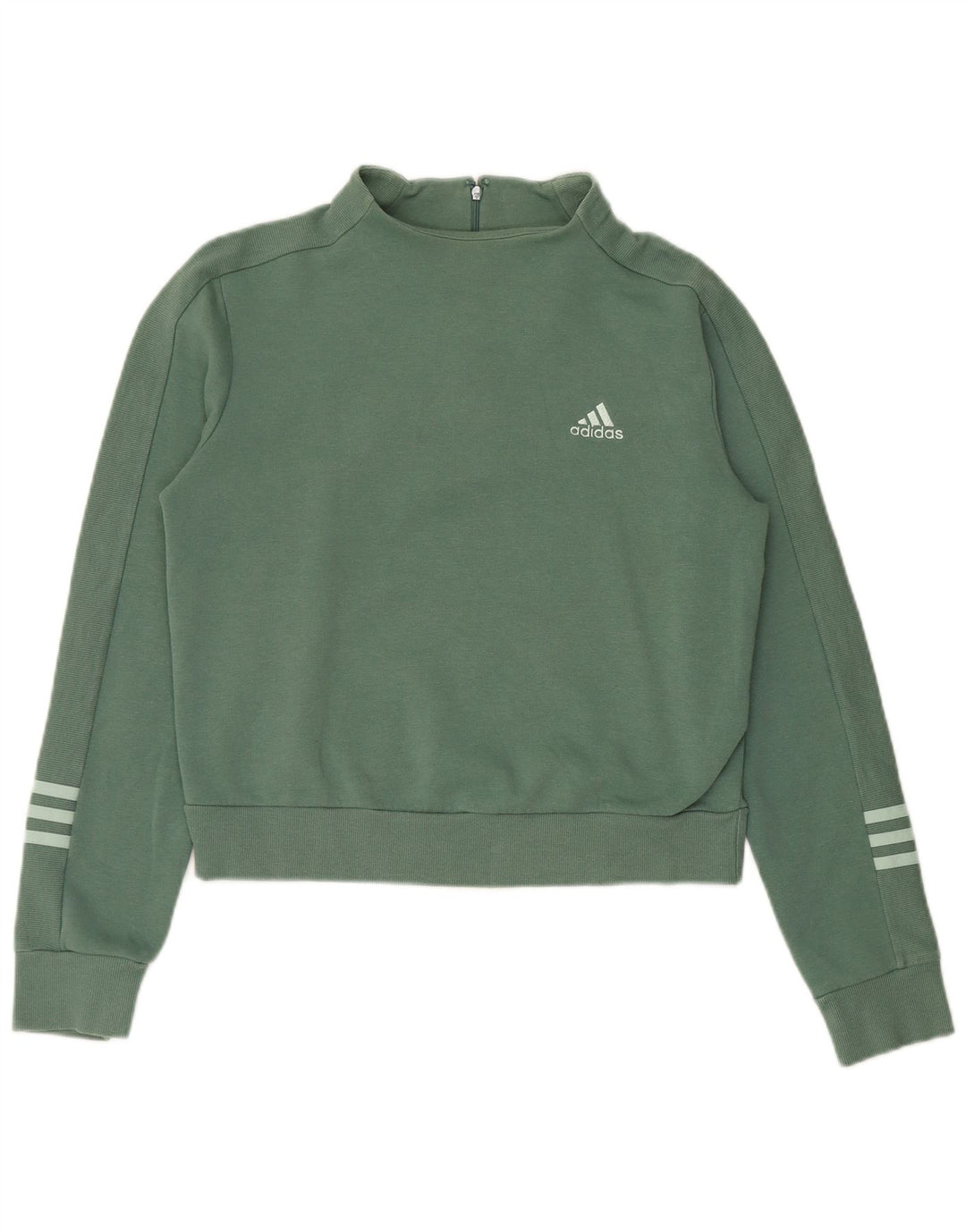 ADIDAS Womens Sweatshirt Jumper UK 12/14 Medium Green Cotton