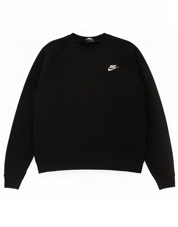 Nike Dame Sweatshirt Jumper UK 14 Medium Sort Bomuld