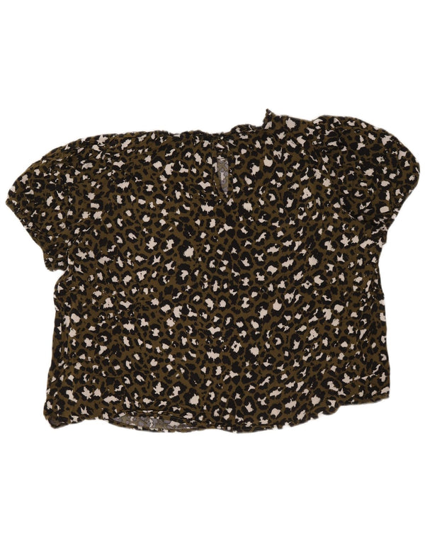 Marks & Spencer Damebluse Top UK 22 3XL Khaki Animal Print Viscose