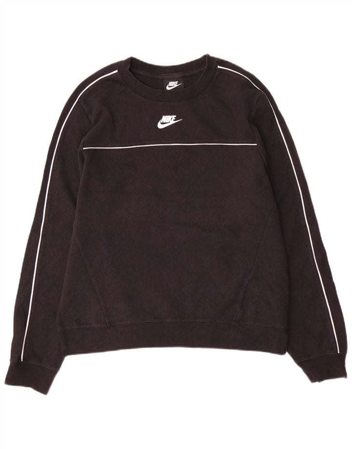 Nike Dame Sweatshirt Jumper UK 14 Medium Sort Bomuld