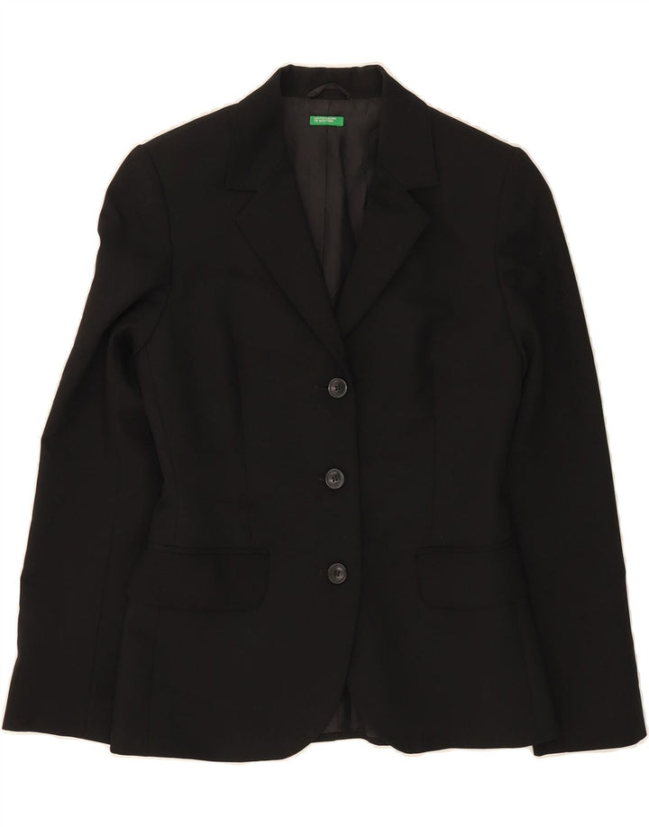 BENETTON Womens 3 Button Blazer Jacket UK 12 Medium Black Vintage Benetton and Second-Hand Benetton from Messina Hembry 