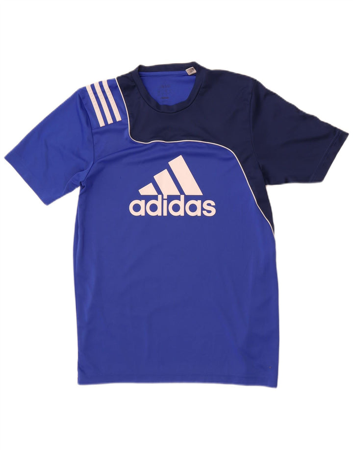 Adidas Herre grafisk T-shirt Top XS Blå Colourblock Polyester