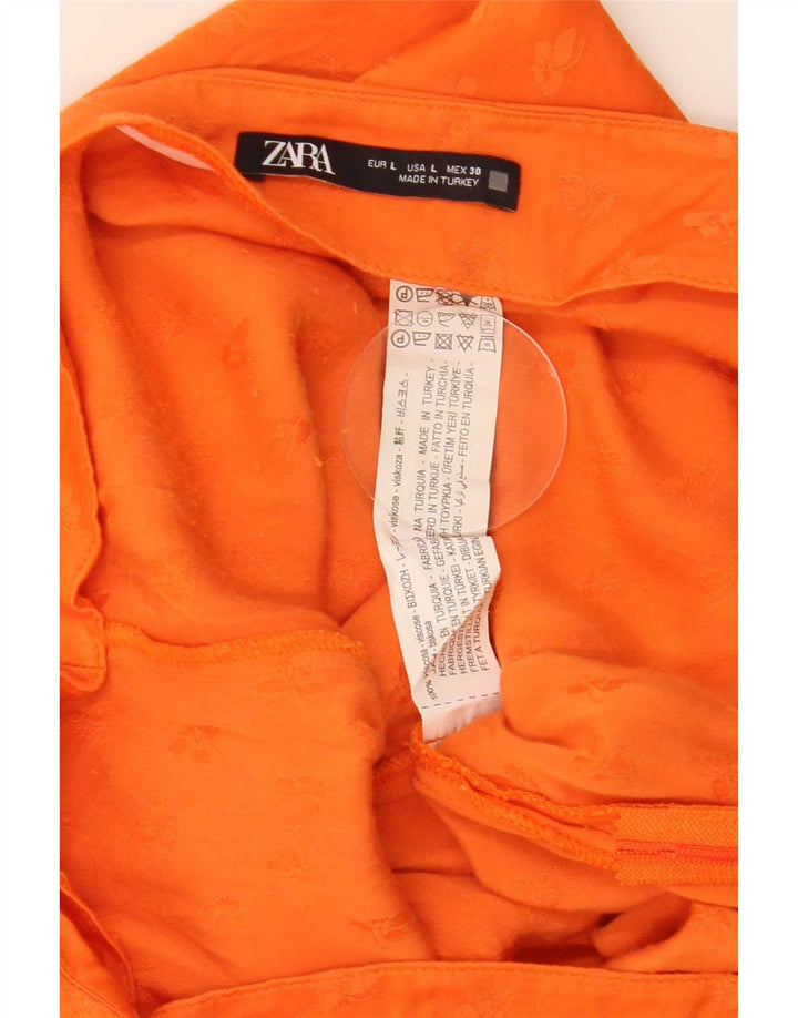 Zara Dame Mini Nederdel Large W30 Orange Viscose