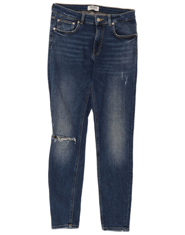 Zara Dame Distressed Skinny Jeans EU 38 Small W28 L27 Blå