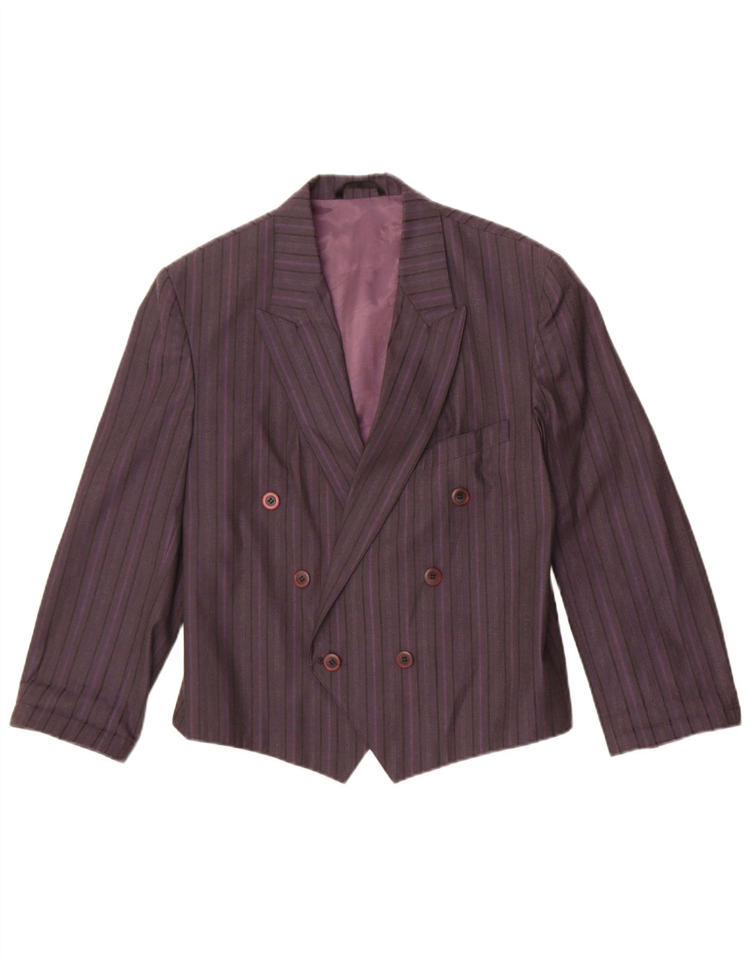 Vintage Dame Dobbeltradet Blazer Jacket UK 14 Medium Lilla Stribet