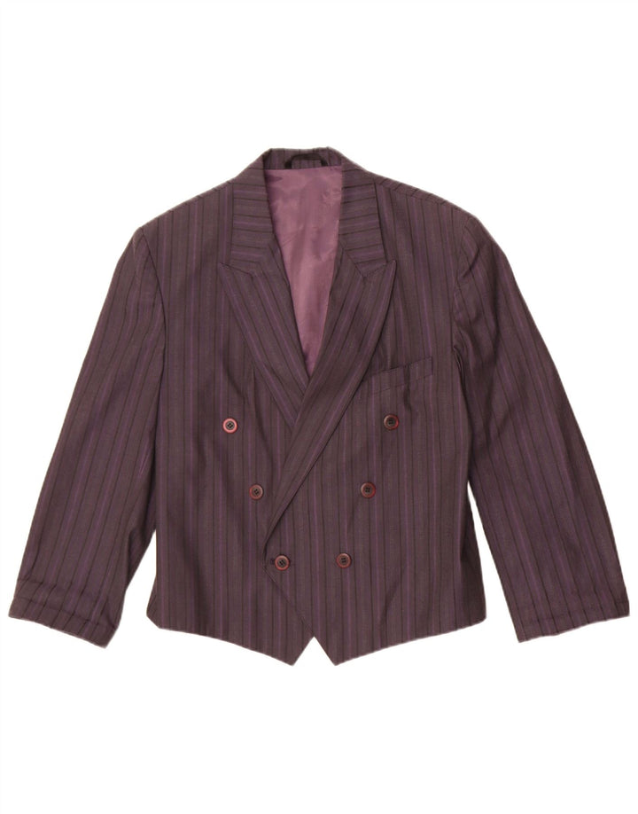 Vintage Dame Dobbeltradet Blazer Jacket UK 14 Medium Lilla Stribet