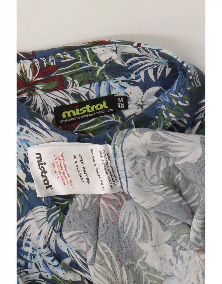Mistral Kortærmet Herreskjorte IT 48 Medium Blue Floral Viscose