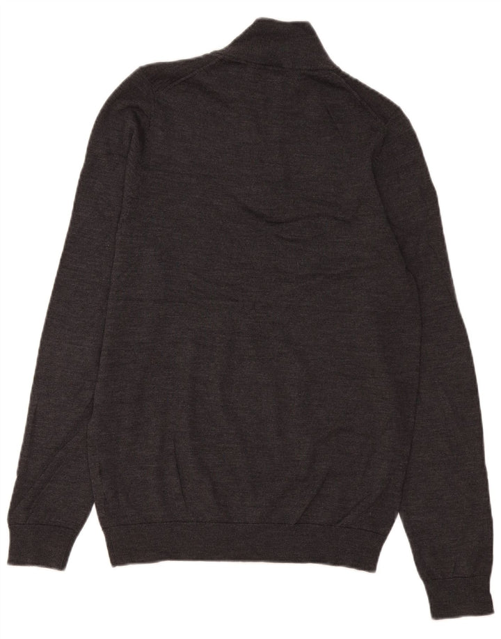 Marks & Spencer Herre sweater med lynlåshals, lille grå merinould
