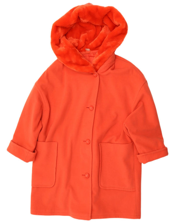 Vintage hættefrakke til kvinder UK 18 XL Orange polyakryl